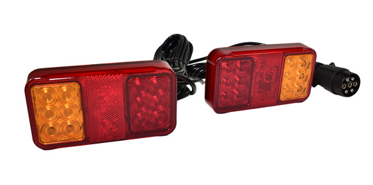 Zestaw lamp do przyczepy, przewód 7,5 m, 7 pinowa, żarówka