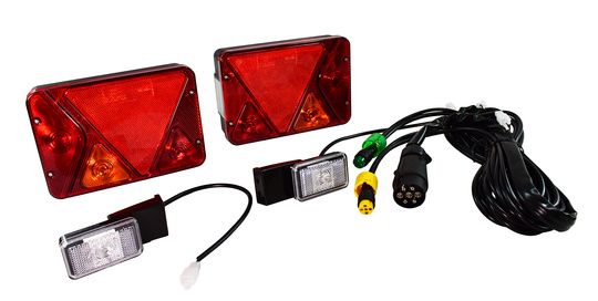 Zestaw lamp do przyczepy, przewód 7,5 m, 7 pinowa, żarówka