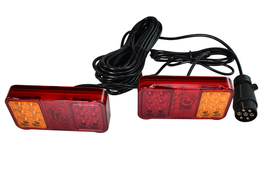 Zestaw lamp do przyczepy, przewód 7,5 m, 7 pinowa, żarówka